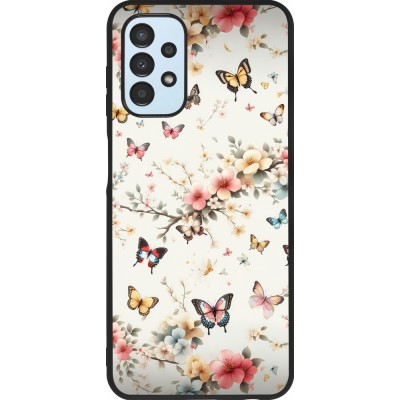 Coque Samsung Galaxy A13 5G - Silicone rigide noir Spring 25 Papillons Légers