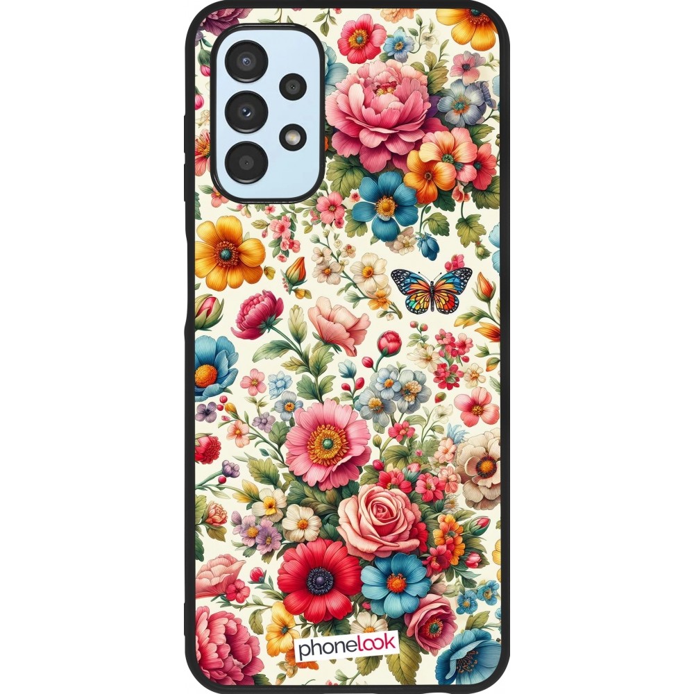 Coque Samsung Galaxy A13 5G - Silicone rigide noir Spring 25 printemps fleuri