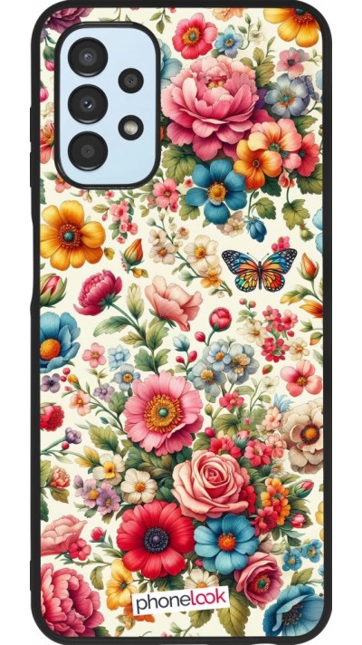Coque Samsung Galaxy A13 5G - Silicone rigide noir Spring 25 printemps fleuri