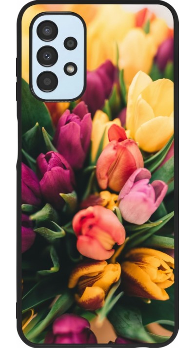 Samsung Galaxy A13 5G Case Hülle - Silikon schwarz Bouquet of tulips Spring 2026