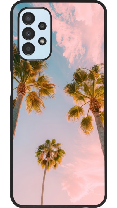 Coque Samsung Galaxy A13 5G - Silicone rigide noir Summer 2025 Palmiers