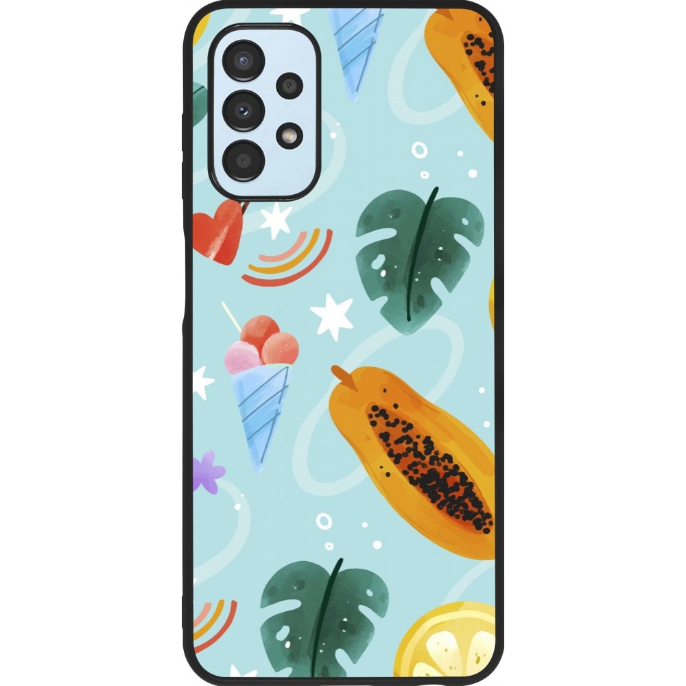 Samsung Galaxy A13 5G Case Hülle - Silikon schwarz Summer 2025 Pattern papaya