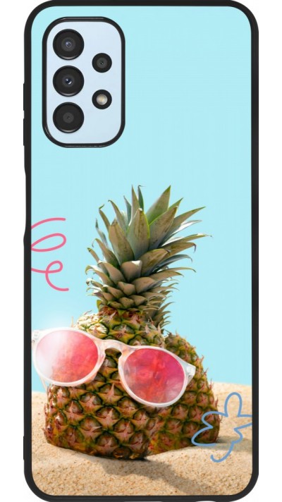 Coque Samsung Galaxy A13 5G - Silicone rigide noir Pineapple with glasses Summer 2026