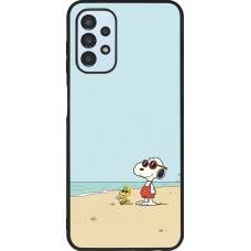 Coque Samsung Galaxy A13 5G - Silicone rigide noir Snoopy on the beach Summer 2026