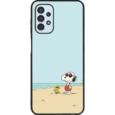 Coque Samsung Galaxy A13 5G - Silicone rigide noir Snoopy on the beach Summer 2026
