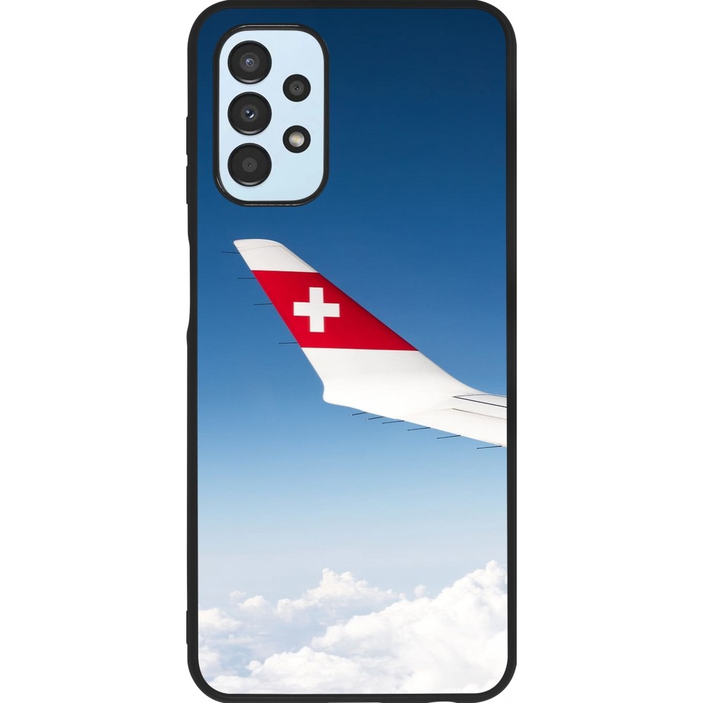 Coque Samsung Galaxy A13 5G - Silicone rigide noir Fête Nationale Suisse Sky Swiss Flag