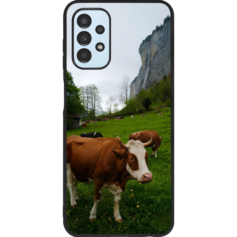Coque Samsung Galaxy A13 5G - Silicone rigide noir Fête Nationale Suisse Vaches