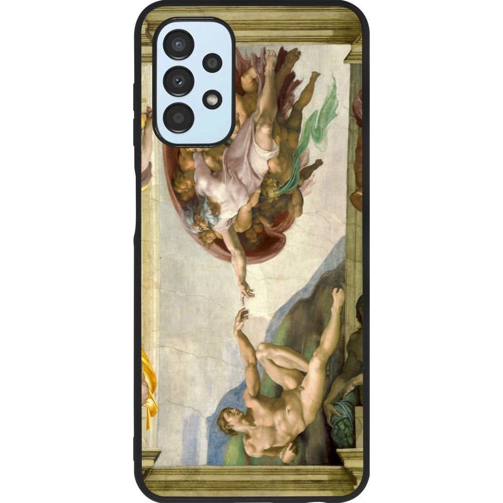 Coque Samsung Galaxy A13 5G - Silicone rigide noir Tableau art - La Création d’Adam - Michel-Ange
