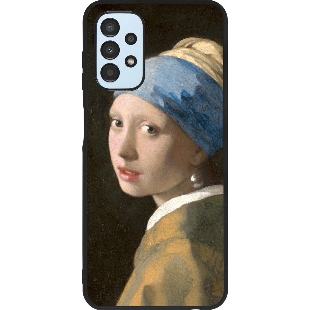 Coque Samsung Galaxy A13 5G - Silicone rigide noir Tableau art - La Jeune fille à la perle - Johannes Vermeer