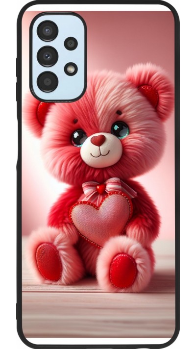 Coque Samsung Galaxy A13 5G - Silicone rigide noir Valentine 2024 Ourson rose