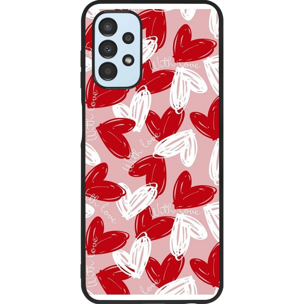 Coque Samsung Galaxy A13 5G - Silicone rigide noir Valentine 2024 with love heart