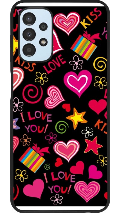 Coque Samsung Galaxy A13 5G - Silicone rigide noir Valentine 2023 love symbols