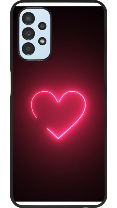 Coque Samsung Galaxy A13 5G - Silicone rigide noir Valentine 2023 single neon heart