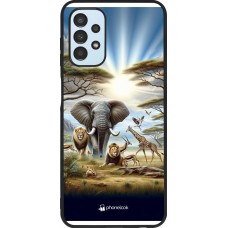 Coque Samsung Galaxy A13 5G - Silicone rigide noir Vie sauvage africaine