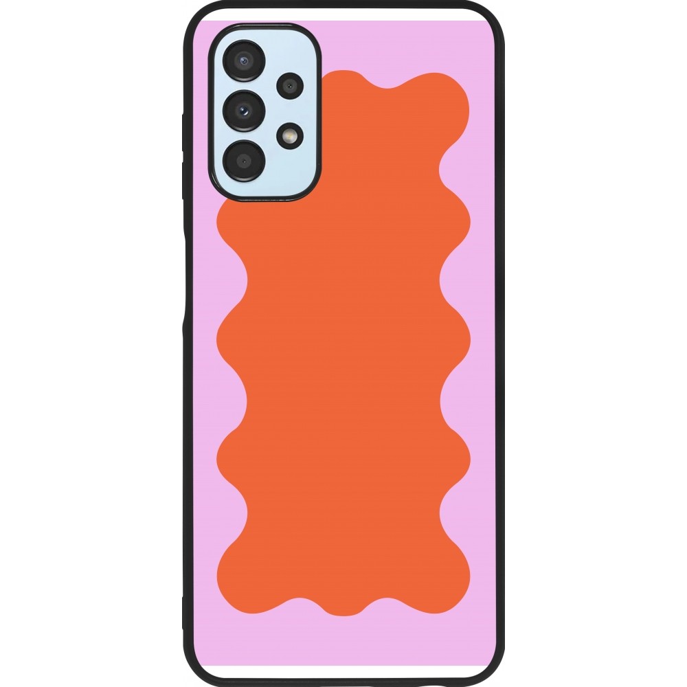 Coque Samsung Galaxy A13 5G - Silicone rigide noir Wavy Rectangle Orange Pink