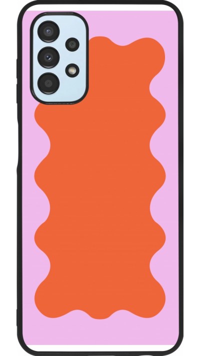 Coque Samsung Galaxy A13 5G - Silicone rigide noir Wavy Rectangle Orange Pink
