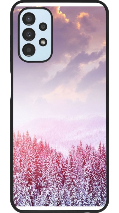 Coque Samsung Galaxy A13 5G - Silicone rigide noir Winter 22 Pink Forest