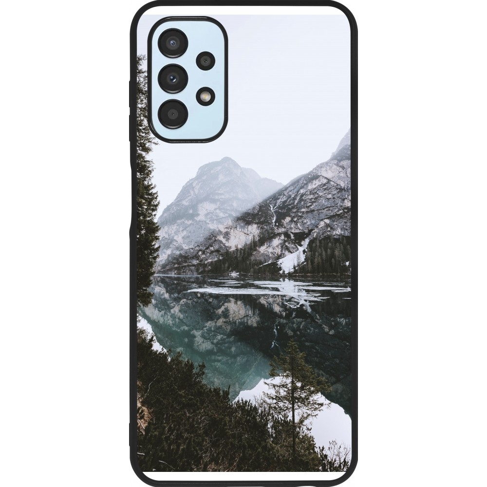 Samsung Galaxy A13 5G Case Hülle - Silikon schwarz Winter 22 snowy mountain and lake