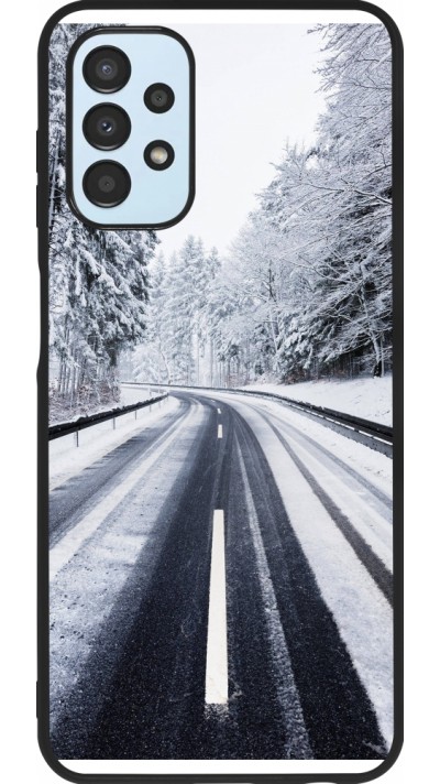 Coque Samsung Galaxy A13 5G - Silicone rigide noir Winter 22 Snowy Road