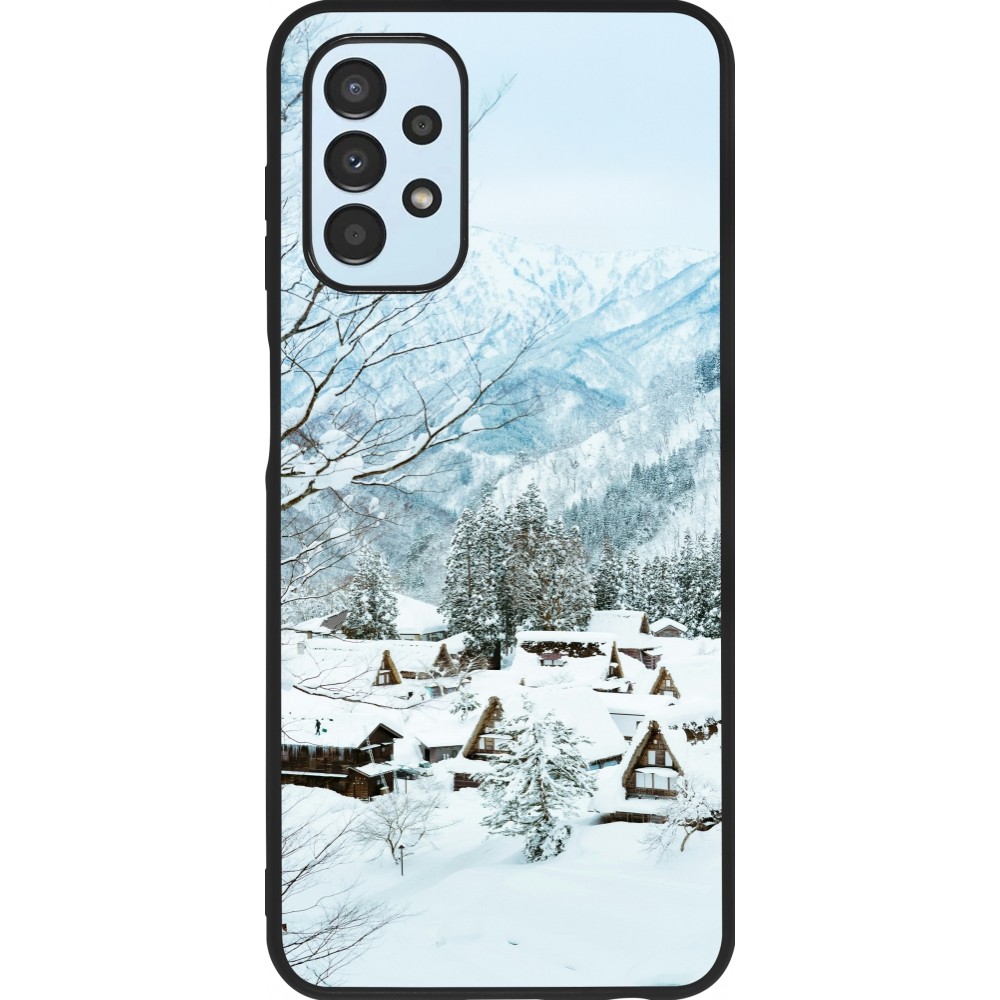 Samsung Galaxy A13 5G Case Hülle - Silikon schwarz Winter 25 Winter snowy landscape