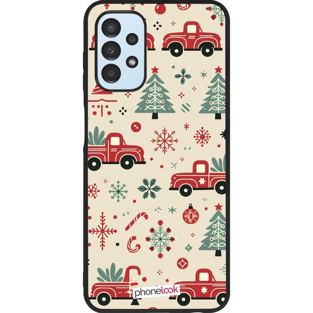 Coque Samsung Galaxy A13 5G - Silicone rigide noir Noël 2024 Camion Sapin