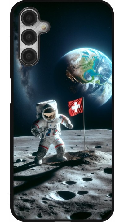Coque Samsung Galaxy A14 5G - Silicone rigide noir Astro Suisse sur lune