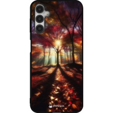 Coque Samsung Galaxy A14 5G - Silicone rigide noir Automne doré glare