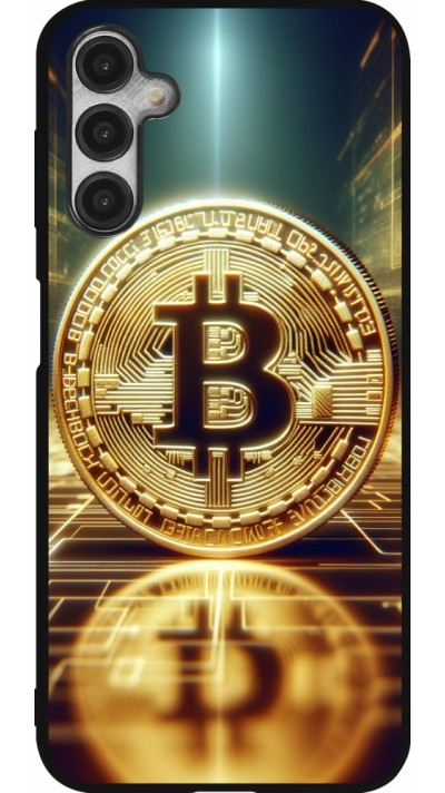 Coque Samsung Galaxy A14 5G - Silicone rigide noir Bitcoin Standing