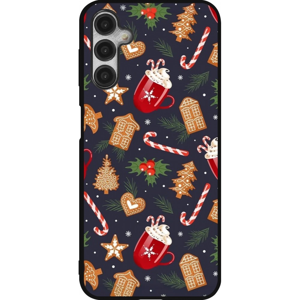 Samsung Galaxy A14 5G Case Hülle - Silikon schwarz Christmas 25 Pattern Gingerbread House