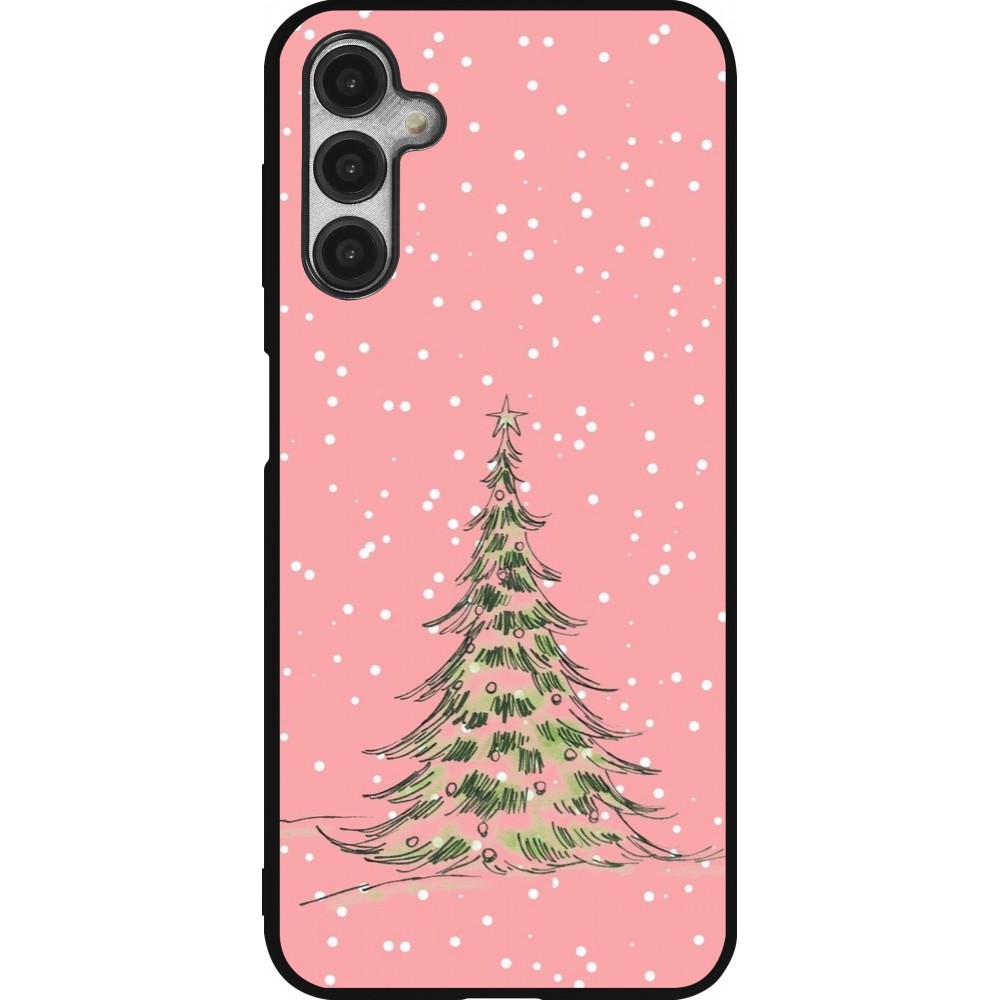 Coque Samsung Galaxy A14 5G - Silicone rigide noir Christmas 25 Pink Tree