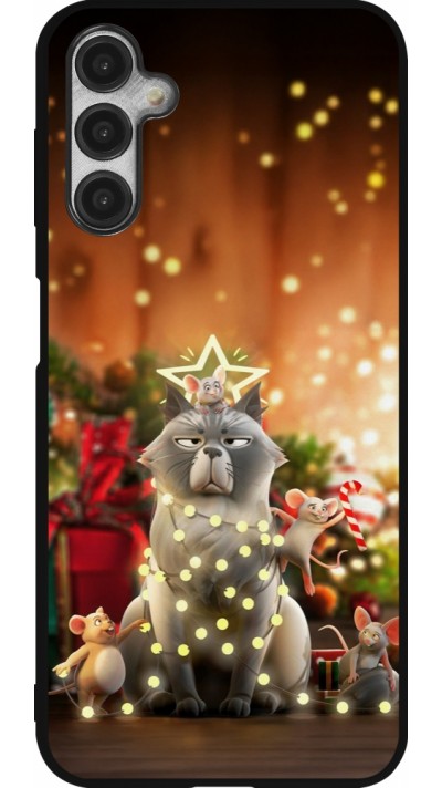 Coque Samsung Galaxy A14 5G - Silicone rigide noir Christmas 25 Xmas Cat