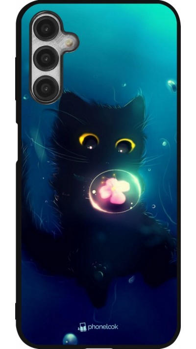 Samsung Galaxy A14 5G Case Hülle - Silikon schwarz Cute Cat Bubble