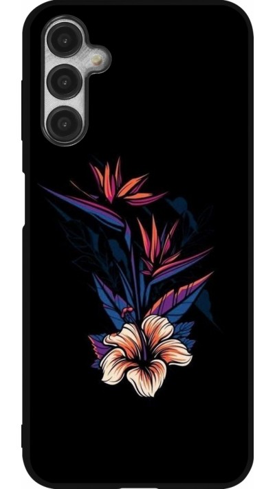 Samsung Galaxy A14 5G Case Hülle - Silikon schwarz Dark Flowers
