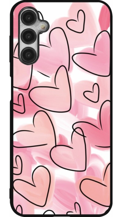 Samsung Galaxy A14 5G Case Hülle - Silikon schwarz Easter 2023 pink hearts