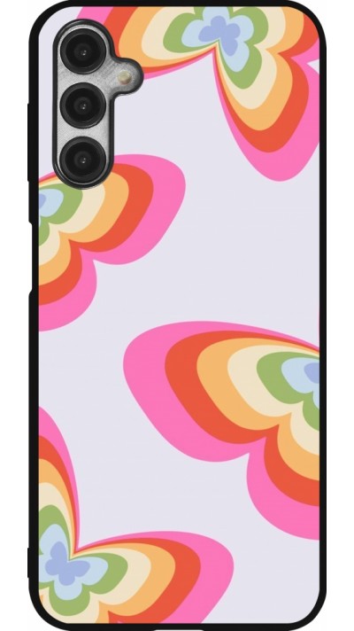 Coque Samsung Galaxy A14 5G - Silicone rigide noir Easter 2024 rainbow butterflies