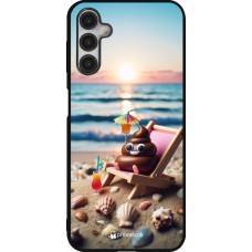 Samsung Galaxy A14 5G Case Hülle - Silikon schwarz Kackhaufen Emoji auf Liegestuhl