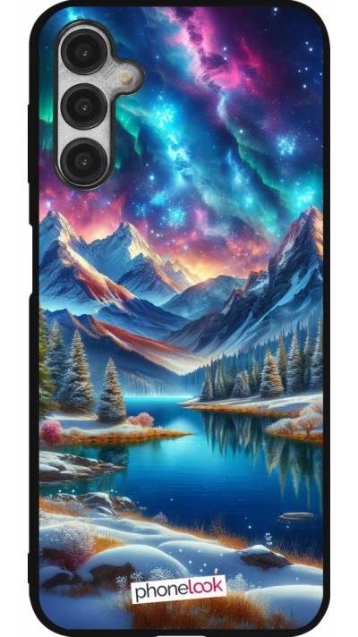 Coque Samsung Galaxy A14 5G - Silicone rigide noir Fantasy Mountain Lake Sky Stars