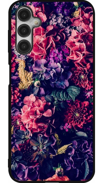 Coque Samsung Galaxy A14 5G - Silicone rigide noir Flowers Dark