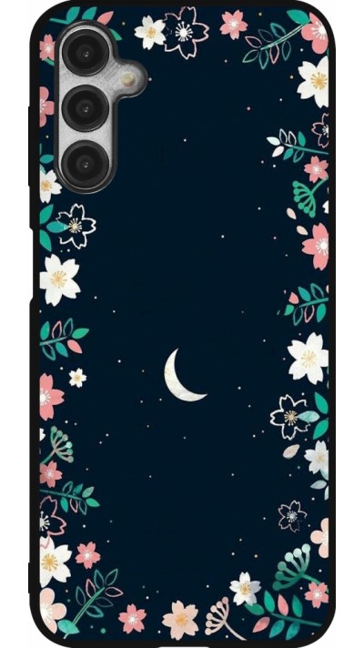 Coque Samsung Galaxy A14 5G - Silicone rigide noir Flowers space
