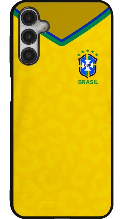 Coque Samsung Galaxy A14 5G - Silicone rigide noir Maillot de football Brésil 2022 personnalisable