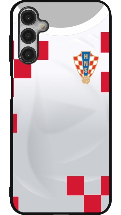 Coque Samsung Galaxy A14 5G - Silicone rigide noir Maillot de football Croatie 2022 personnalisable
