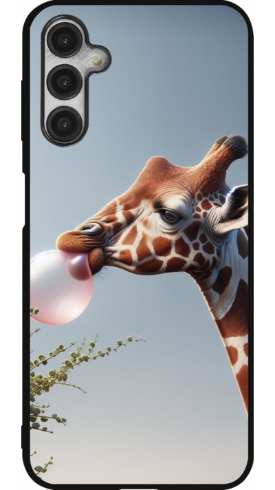 Samsung Galaxy A14 5G Case Hülle - Silikon schwarz Giraffe mit Blase