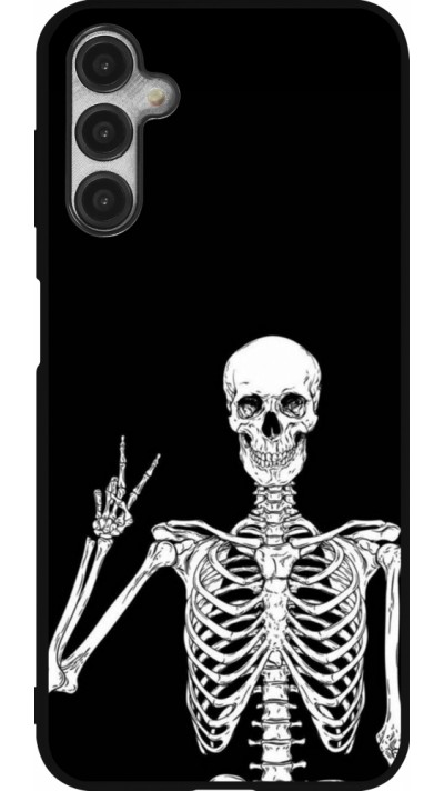 Coque Samsung Galaxy A14 5G - Silicone rigide noir Halloween 2023 peace skeleton
