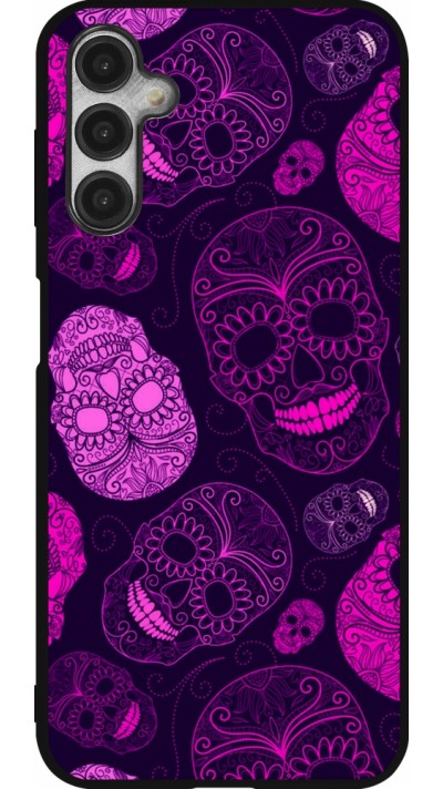 Coque Samsung Galaxy A14 5G - Silicone rigide noir Halloween 2023 pink skulls