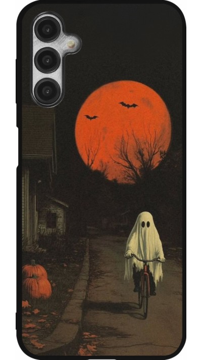 Samsung Galaxy A14 5G Case Hülle - Silikon schwarz Halloween 2025 Ghost on a bicycle