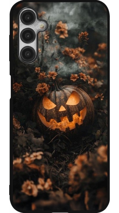 Samsung Galaxy A14 5G Case Hülle - Silikon schwarz Halloween 2025 Pumpkin with flowers