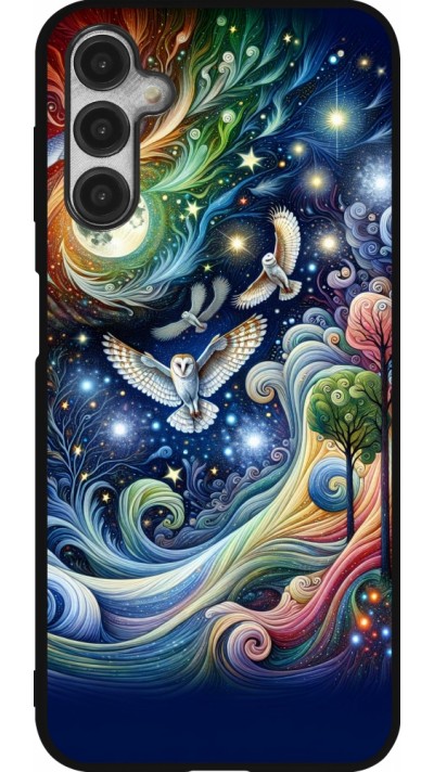 Samsung Galaxy A14 5G Case Hülle - Silikon schwarz Fliegender Blumen-Eule