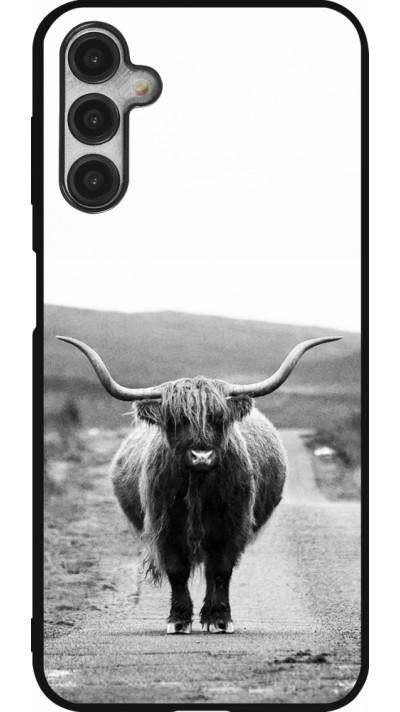 Coque Samsung Galaxy A14 5G - Silicone rigide noir Highland cattle