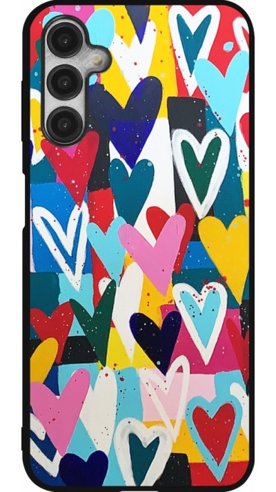 Coque Samsung Galaxy A14 5G - Silicone rigide noir Joyful Hearts