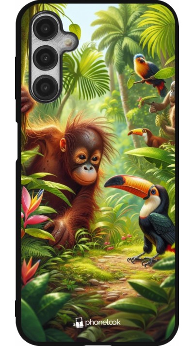 Coque Samsung Galaxy A14 5G - Silicone rigide noir Jungle Tropicale Tayrona